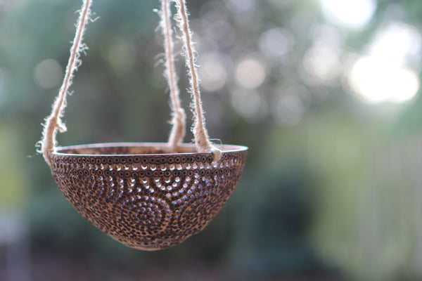 Thai Coconut Hanging Bowl 'Circles'