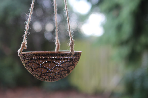 Thai Coconut Hanging Bowl 'Swirl'
