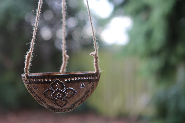Thai Coconut Hanging Bowl 'Flowers'