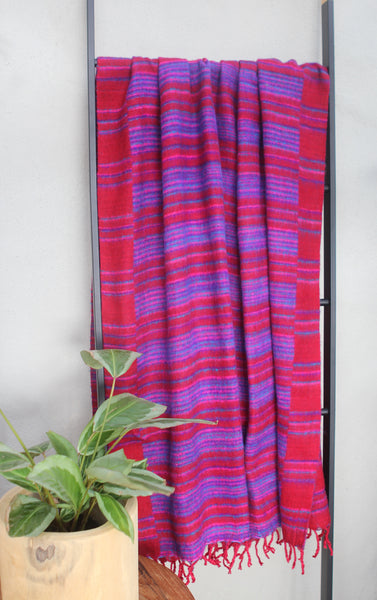 Himalayan Yak Blanket - Red & Purple