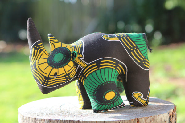 African Animal - Black & Green Rhino