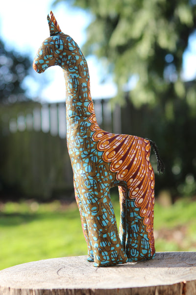 African Animal - Blue & Mustard Giraffe