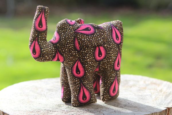 African Animal - Pink & Olive Elephant