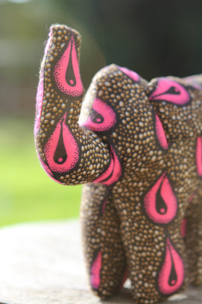 African Animal - Pink & Olive Elephant