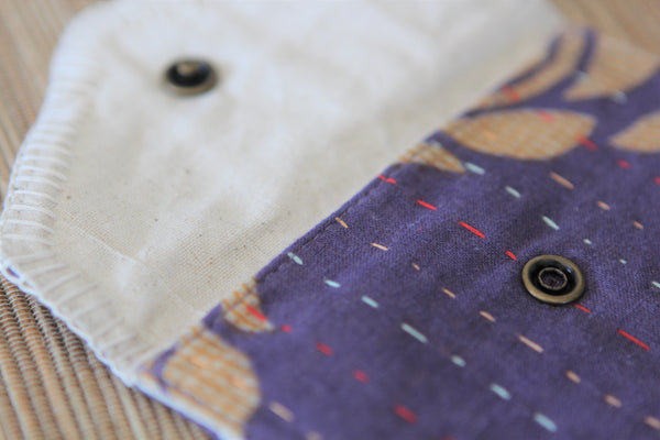 Sari Kantha Stitch Pouch - Purple