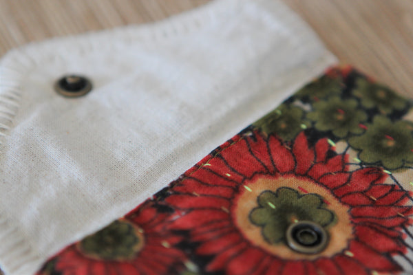 Sari Kantha Stitch Pouch - Olive Green