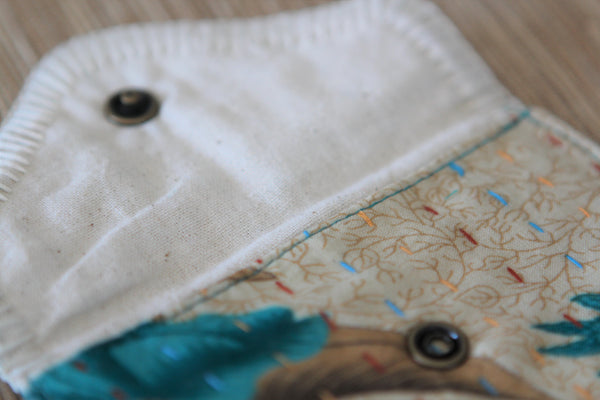 Sari Kantha Stitch Pouch - Pine Green