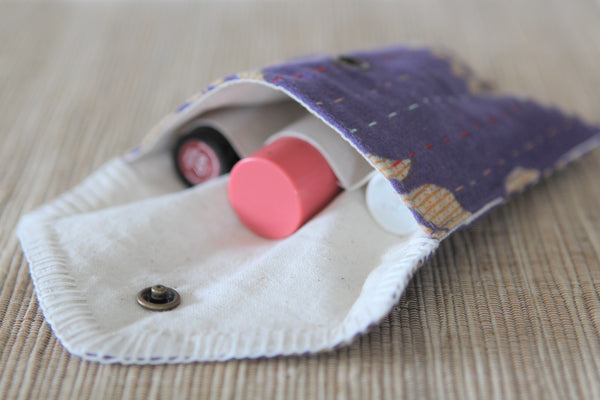 Sari Kantha Stitch Pouch - Purple