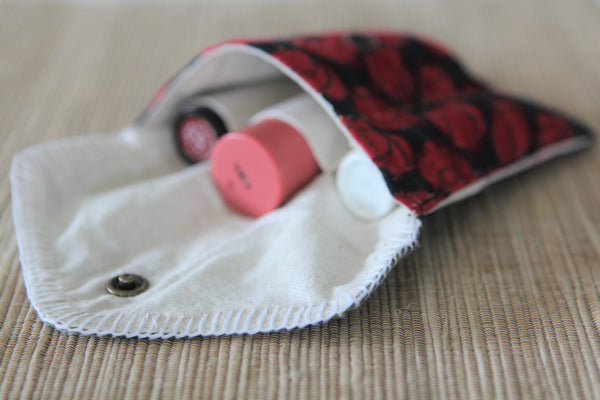 Sari Kantha Stitch Pouch - Red & Green