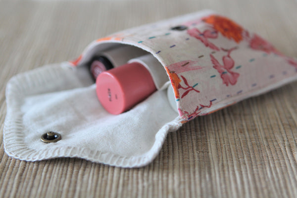 Sari Kantha Stitch Pouch - Flowers