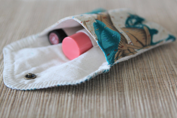 Sari Kantha Stitch Pouch - Pine Green