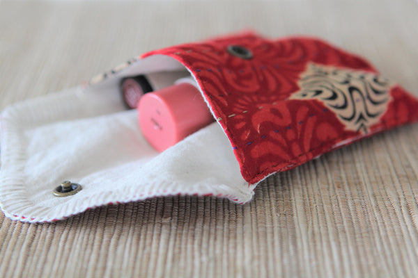 Sari Kantha Stitch Pouch - Red