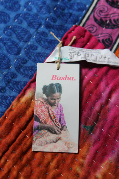 Sari Kantha Large Throw - Bright