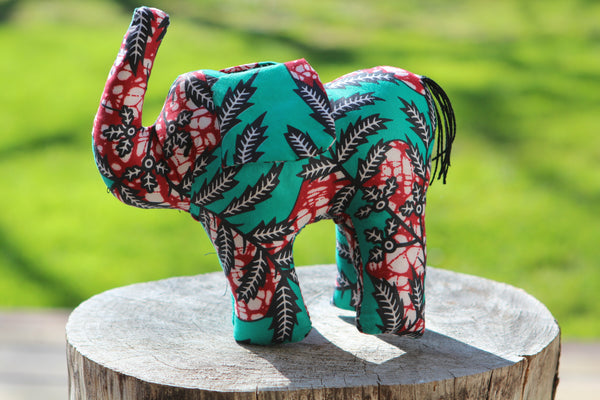 African Animal - Aqua & Red Elephant