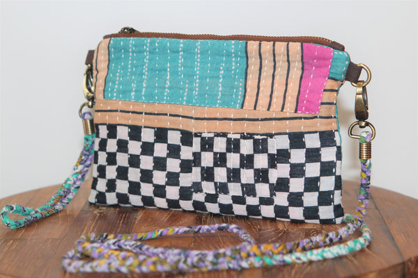 Hope Clutch Bag - Green & Check