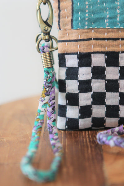 Hope Clutch Bag - Green & Check