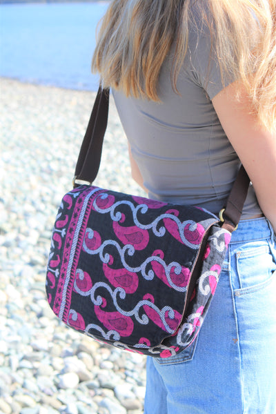 Shopna Mini Messenger Bag - Pink & Navy