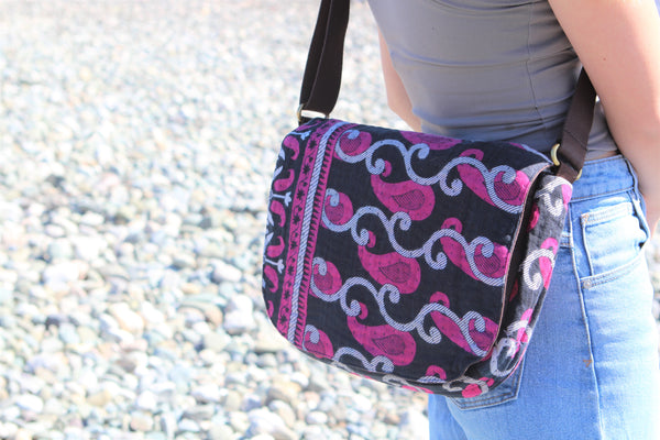 Shopna Mini Messenger Bag - Pink & Navy