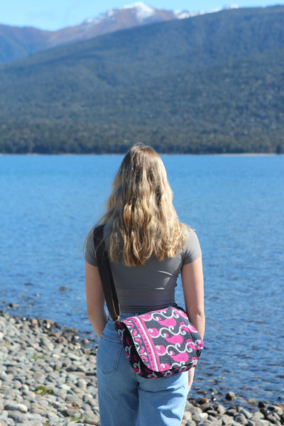 Shopna Mini Messenger Bag - Pink & Navy