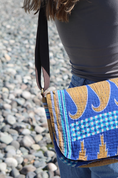Shopna Mini Messenger Bag - Blue & Yellow