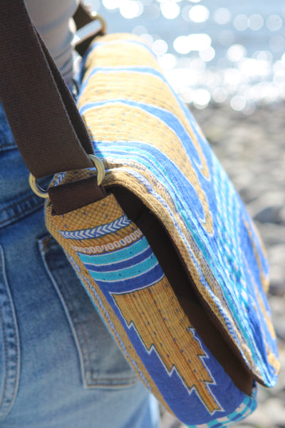 Shopna Mini Messenger Bag - Blue & Yellow