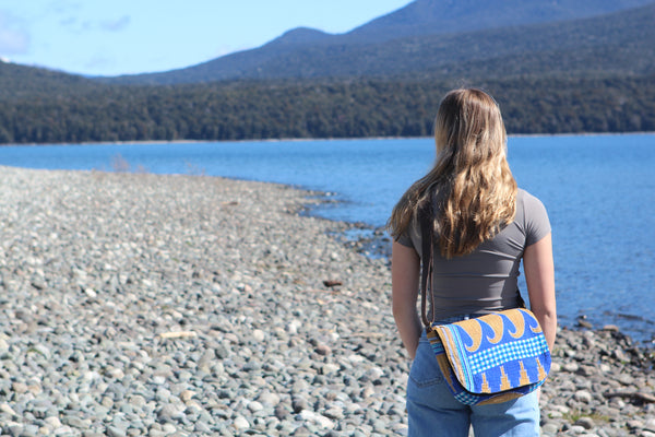 Shopna Mini Messenger Bag - Blue & Yellow