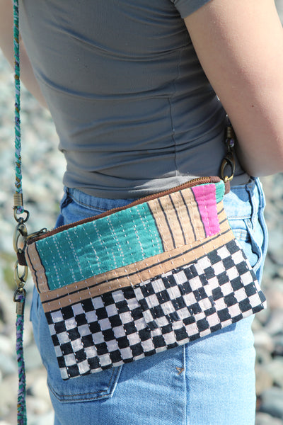 Hope Clutch Bag - Green & Check