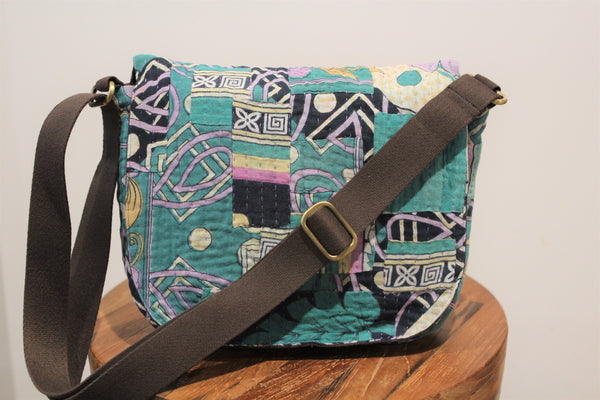 Shopna Mini Messenger Bag - Aqua Patch