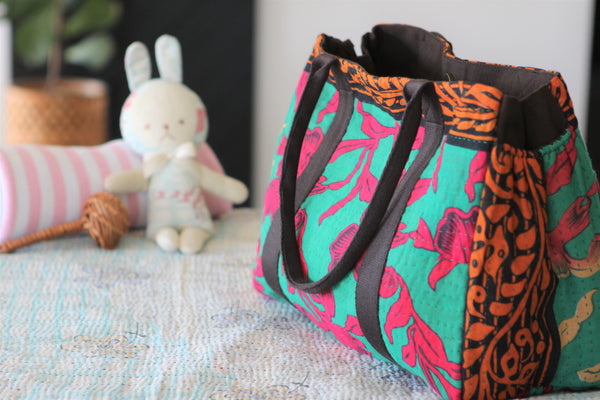 Jiya Carry All Bag - Green, Pink & Orange