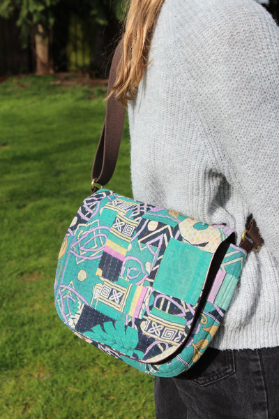 Shopna Mini Messenger Bag - Aqua Patch