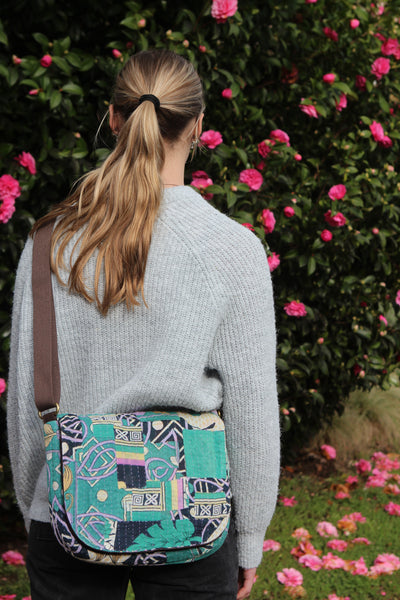 Shopna Mini Messenger Bag - Aqua Patch